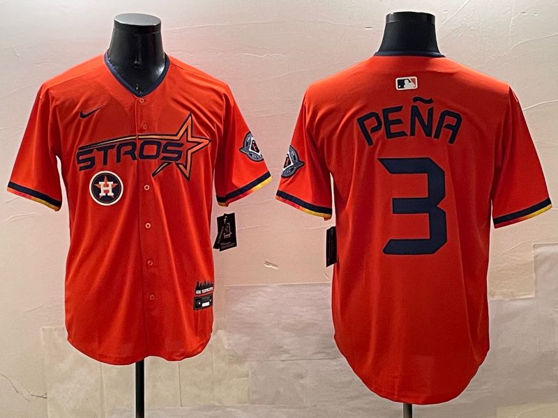 Men Houston Astros #3 Pena Orange Three generations Joint Name 2025 Nike MLB Jersey style 6